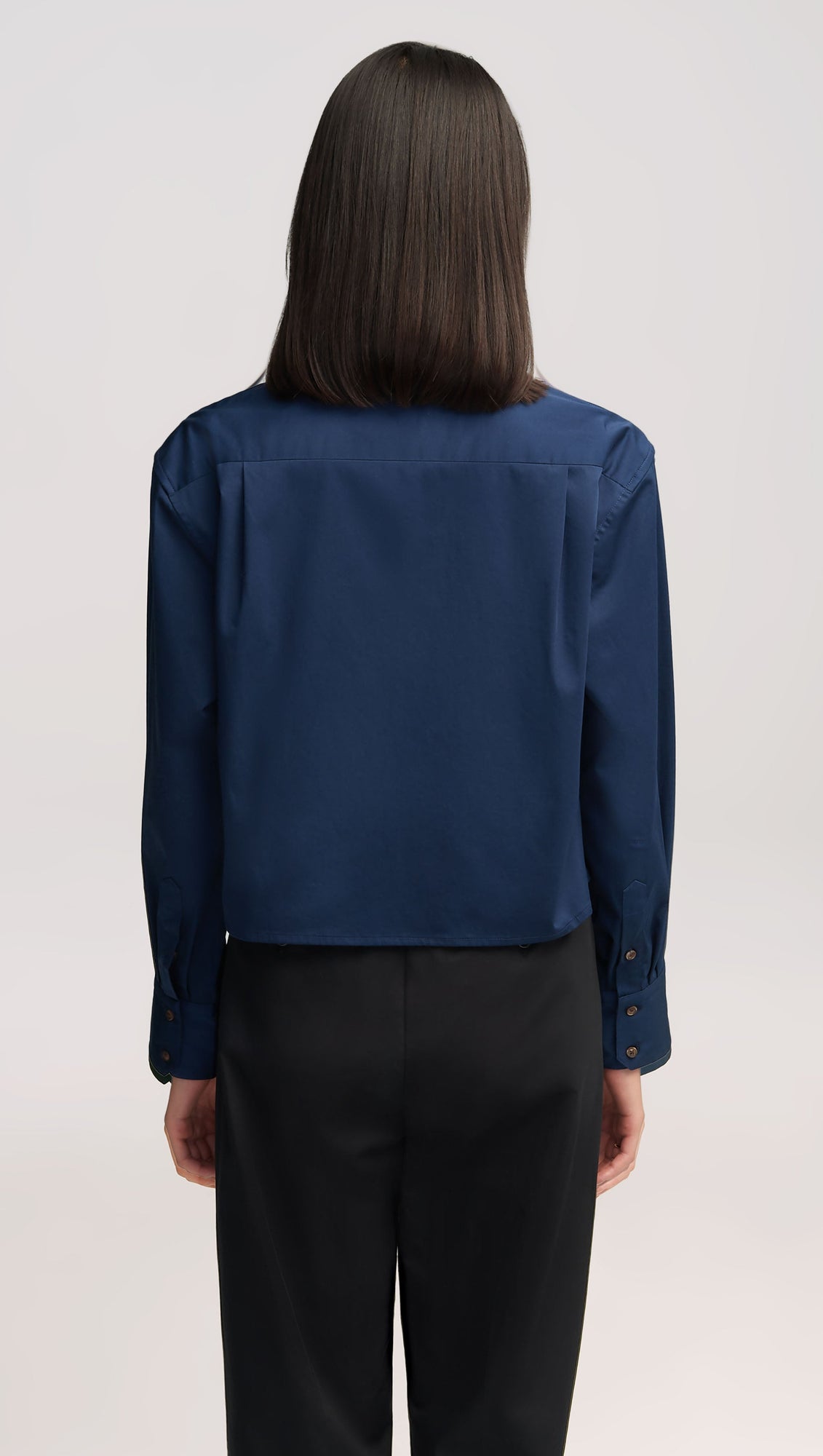 Cropped Shirt in Cotton Sateen | Midnight