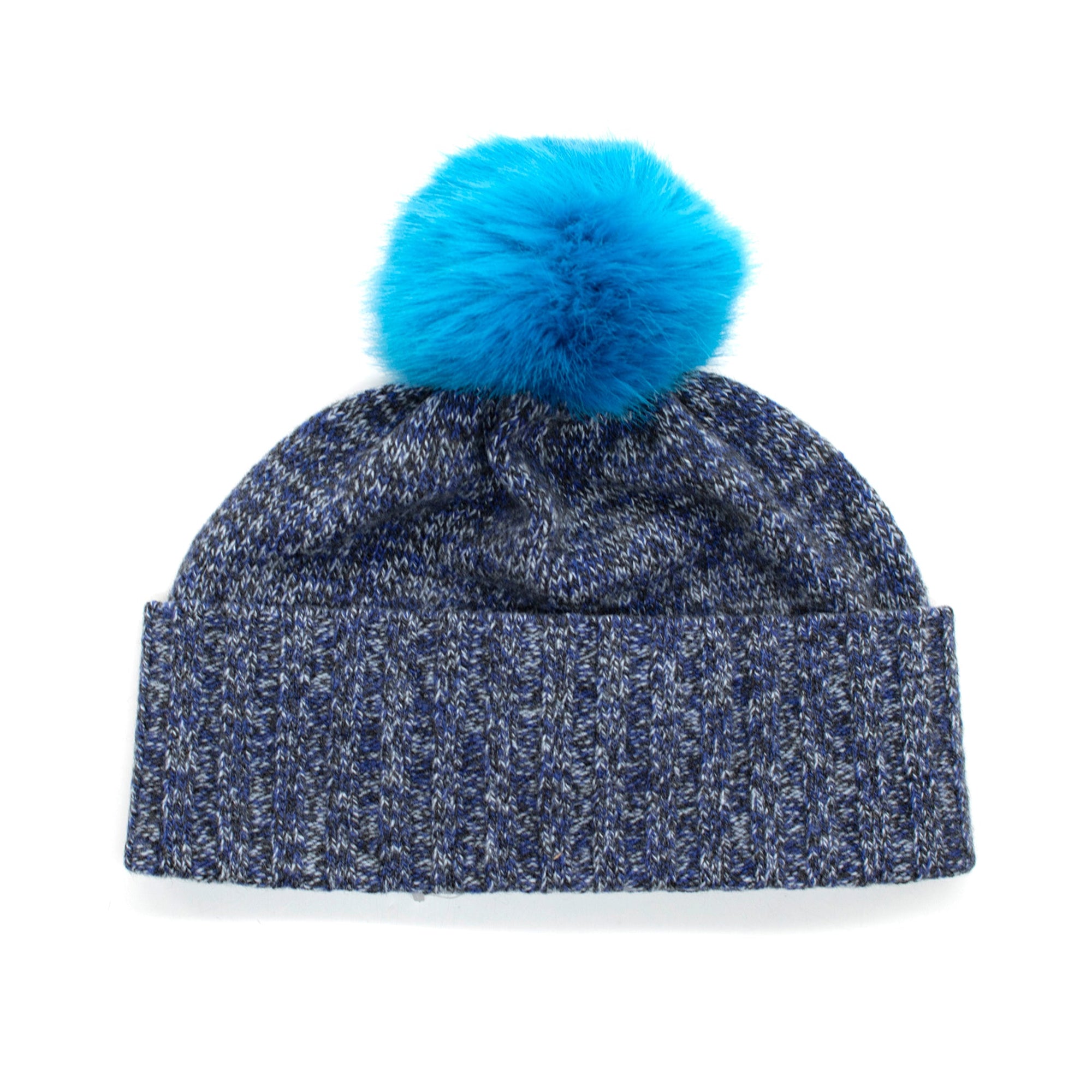 Cashmere Tweeded Beanie With Pom | Blue