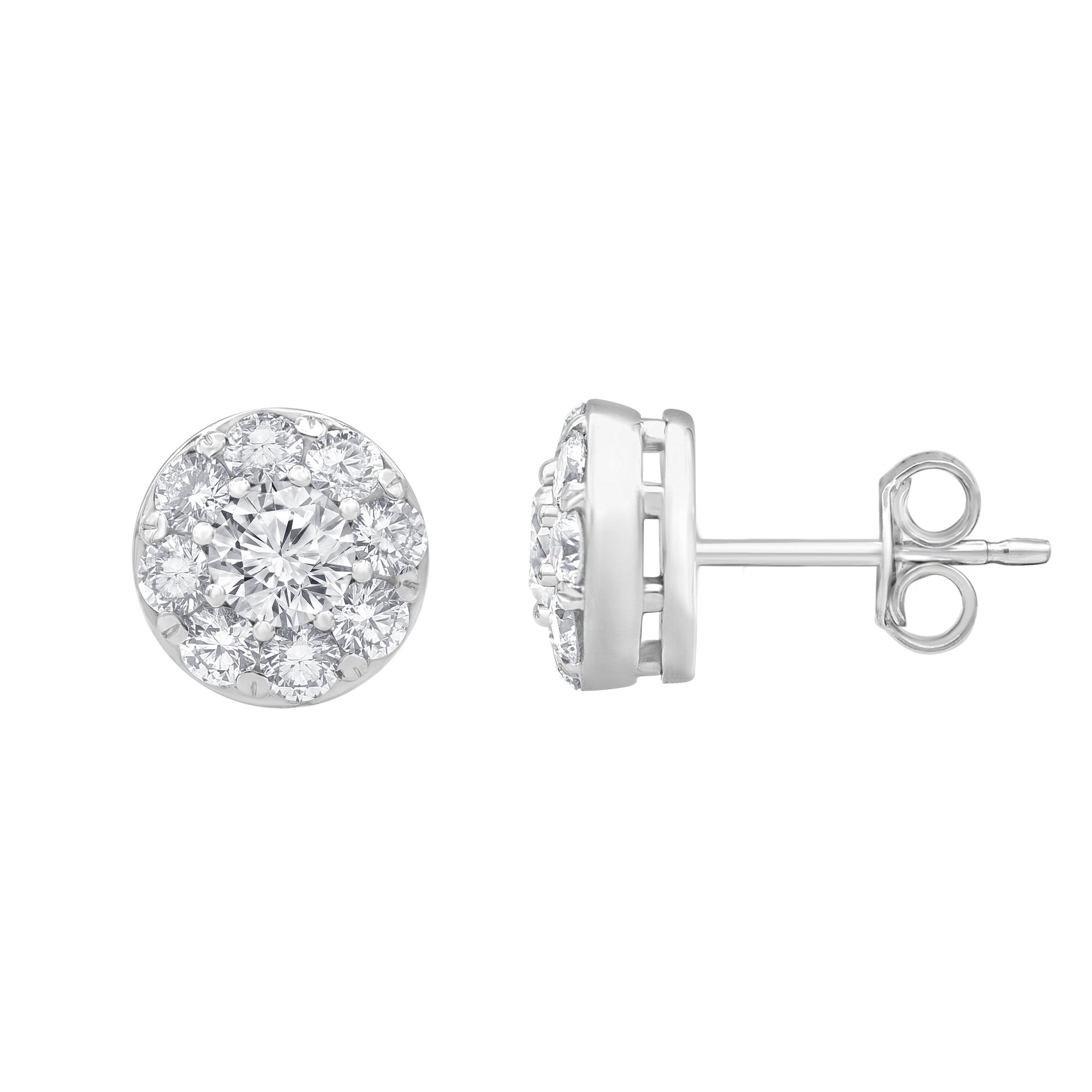 1.50 CT Round Natural Diamond | Studs Earrings | 14K White Gold | H Color | VS-I Clarity