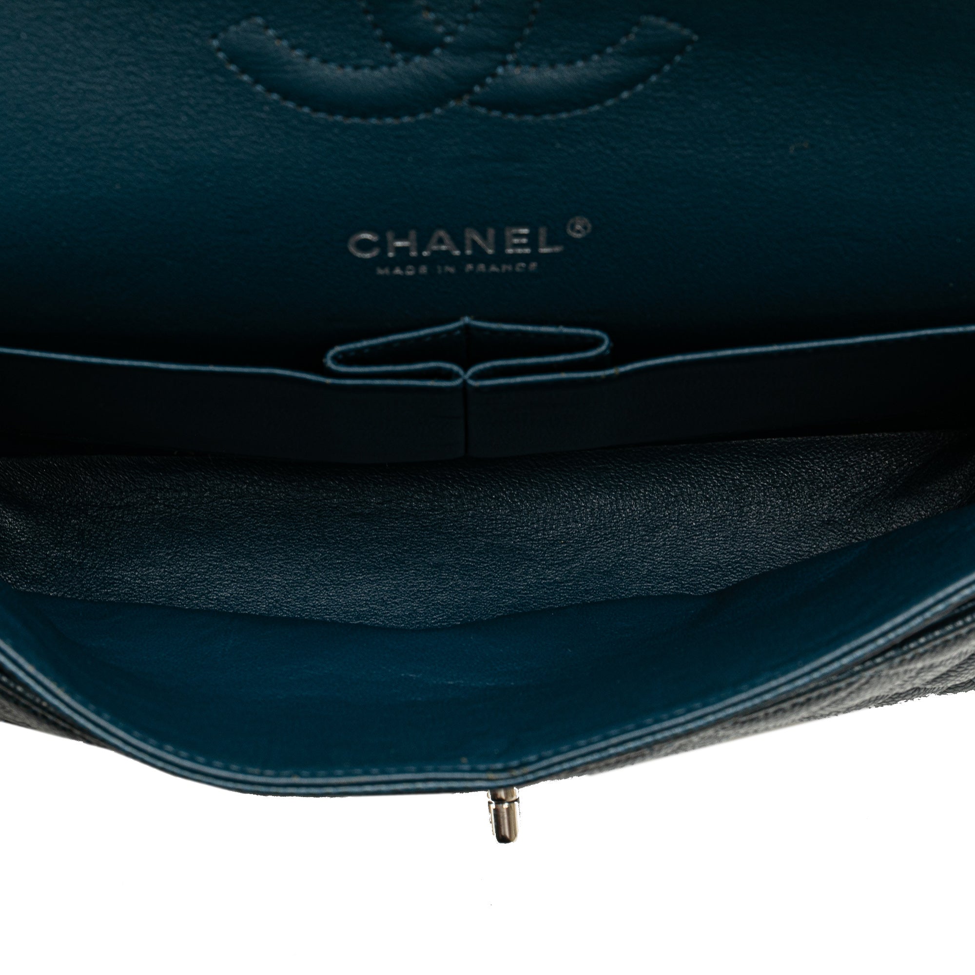 Chanel | Pre-Owned Medium Classic Caviar Double Flap - I | Blue/Peacock