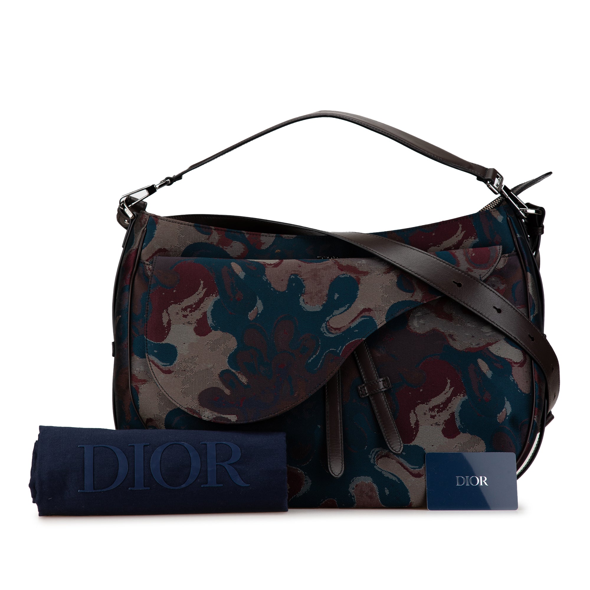 Dior | Pre-Owned Peter Doig Denim Camouflage Soft Saddle Bag | Brown