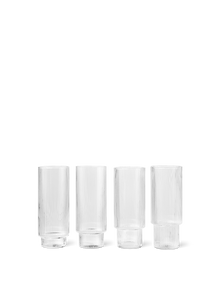 Ripple Long Drink Glasses | Set of 4 | Clear