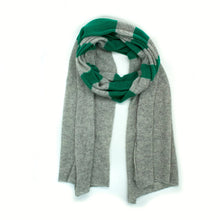 Cashmere Striped Wrap | Light Grey/Green