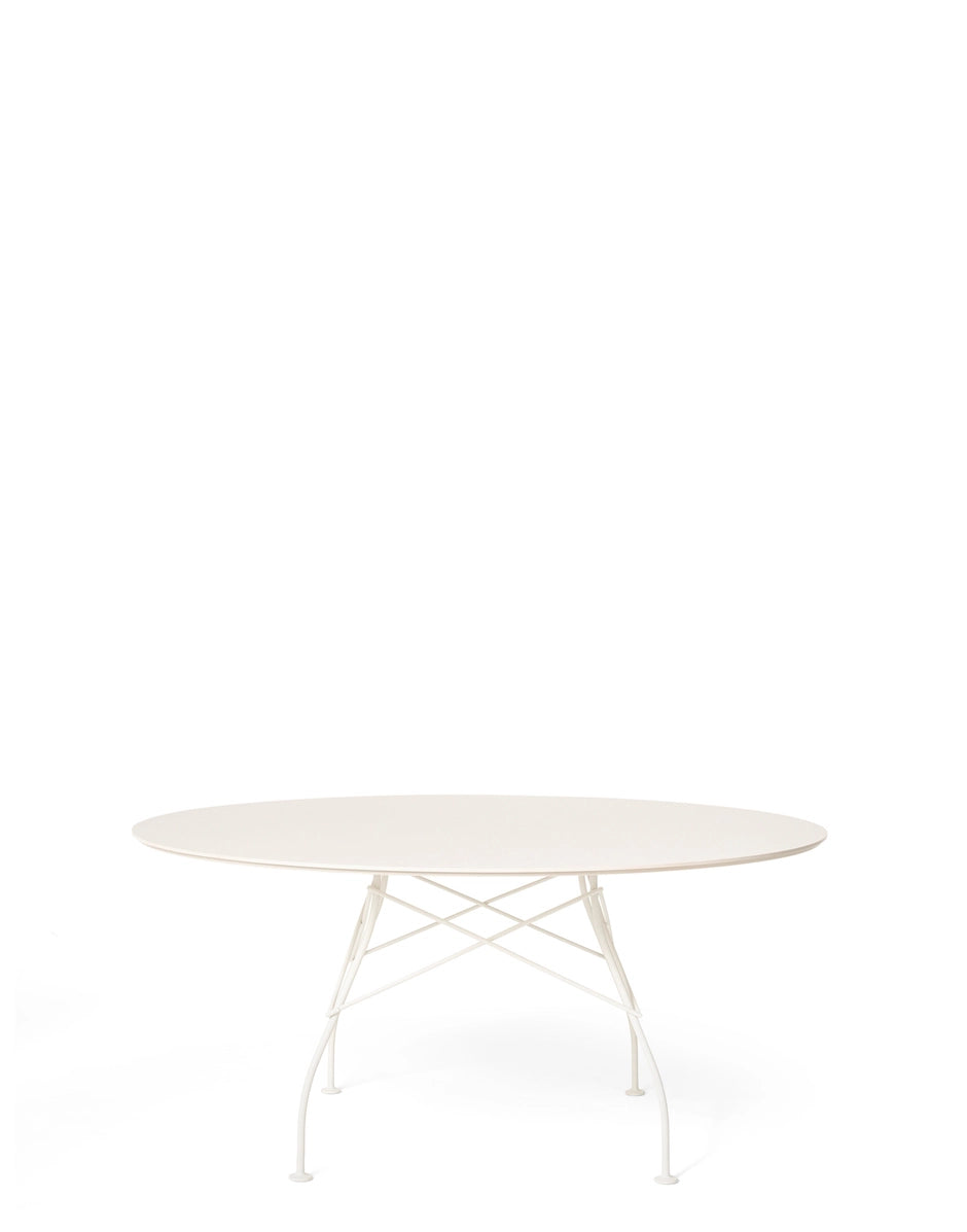 GLOSSY XXL Outdoor Round Dining Table | Single | White