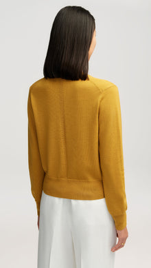 Everyday Knit Crew Cardigan in Merino Wool | Mustard