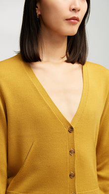 Everyday Knit Crew Cardigan in Merino Wool | Mustard