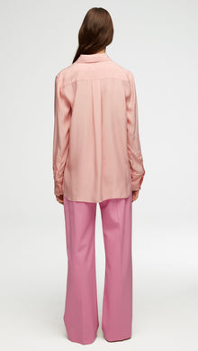 Slim Blouse in Matte-side Silk Charmeuse | Pale Pink