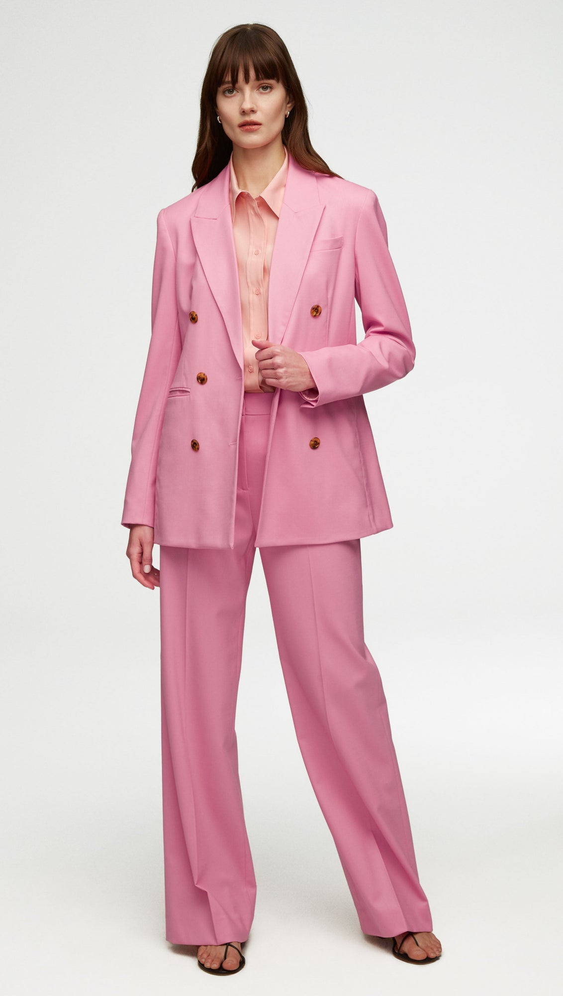 Double-Breasted Blazer in Seasonless Wool | Bubblegum