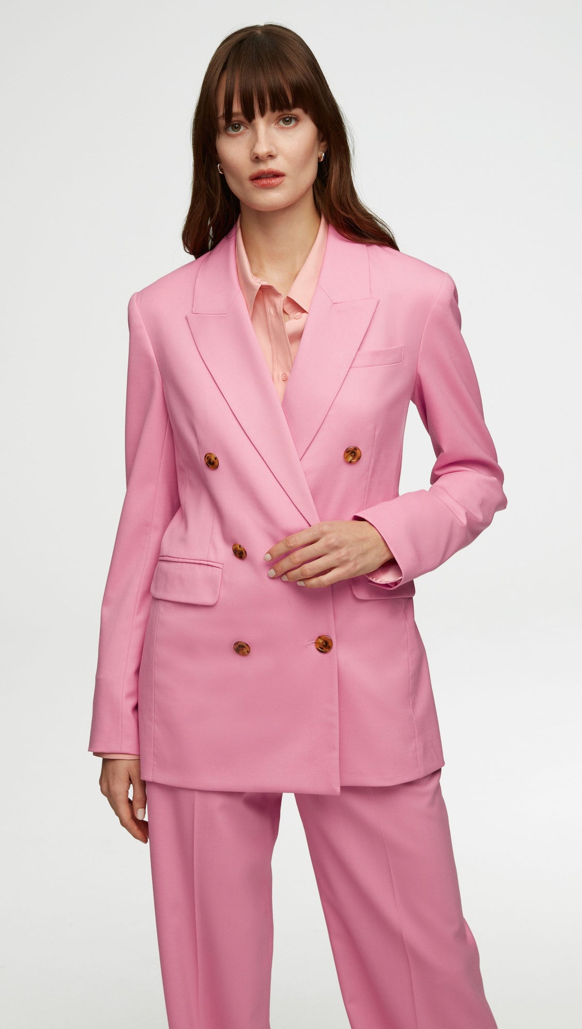 Double-Breasted Blazer in Seasonless Wool | Bubblegum