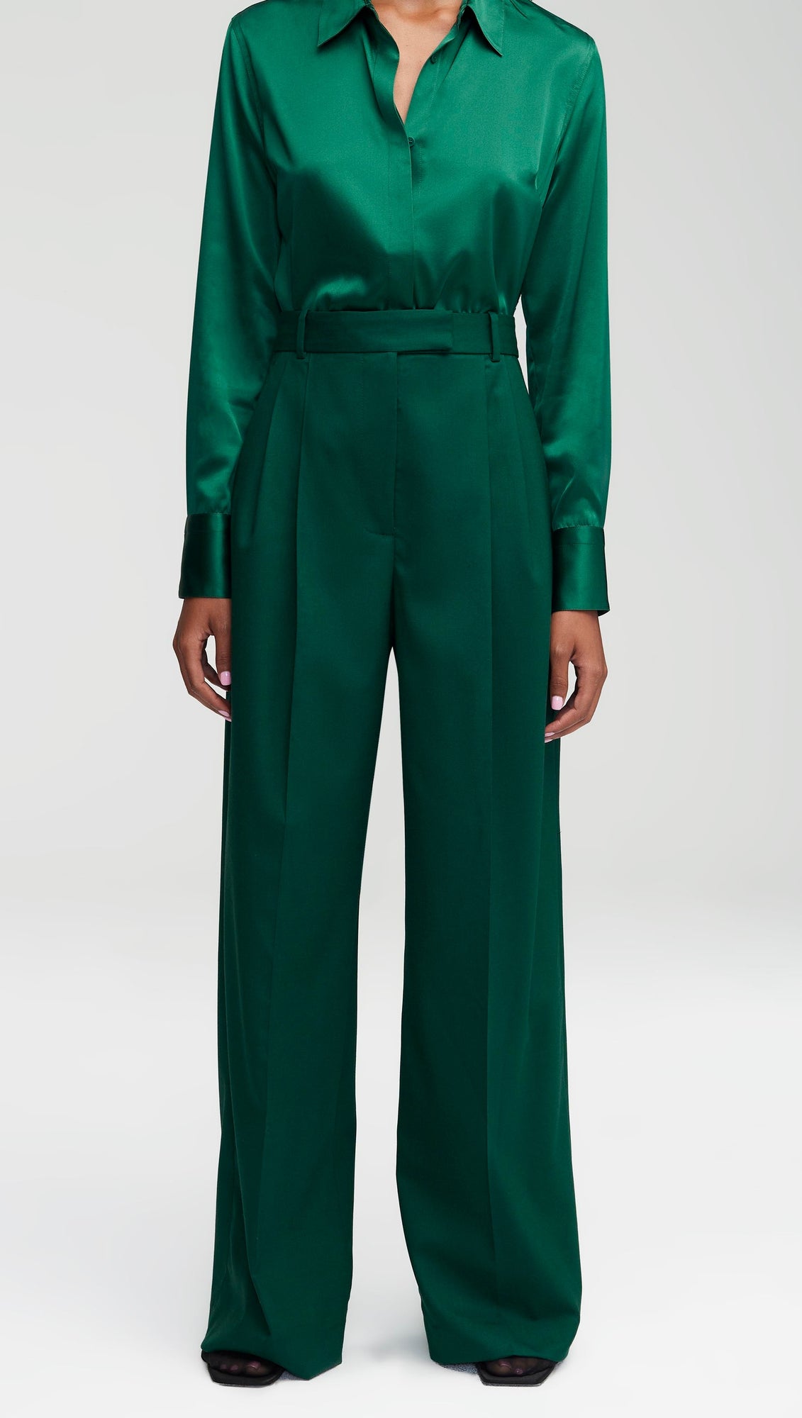 Pleated Trouser in Seasonless Wool | Emerald