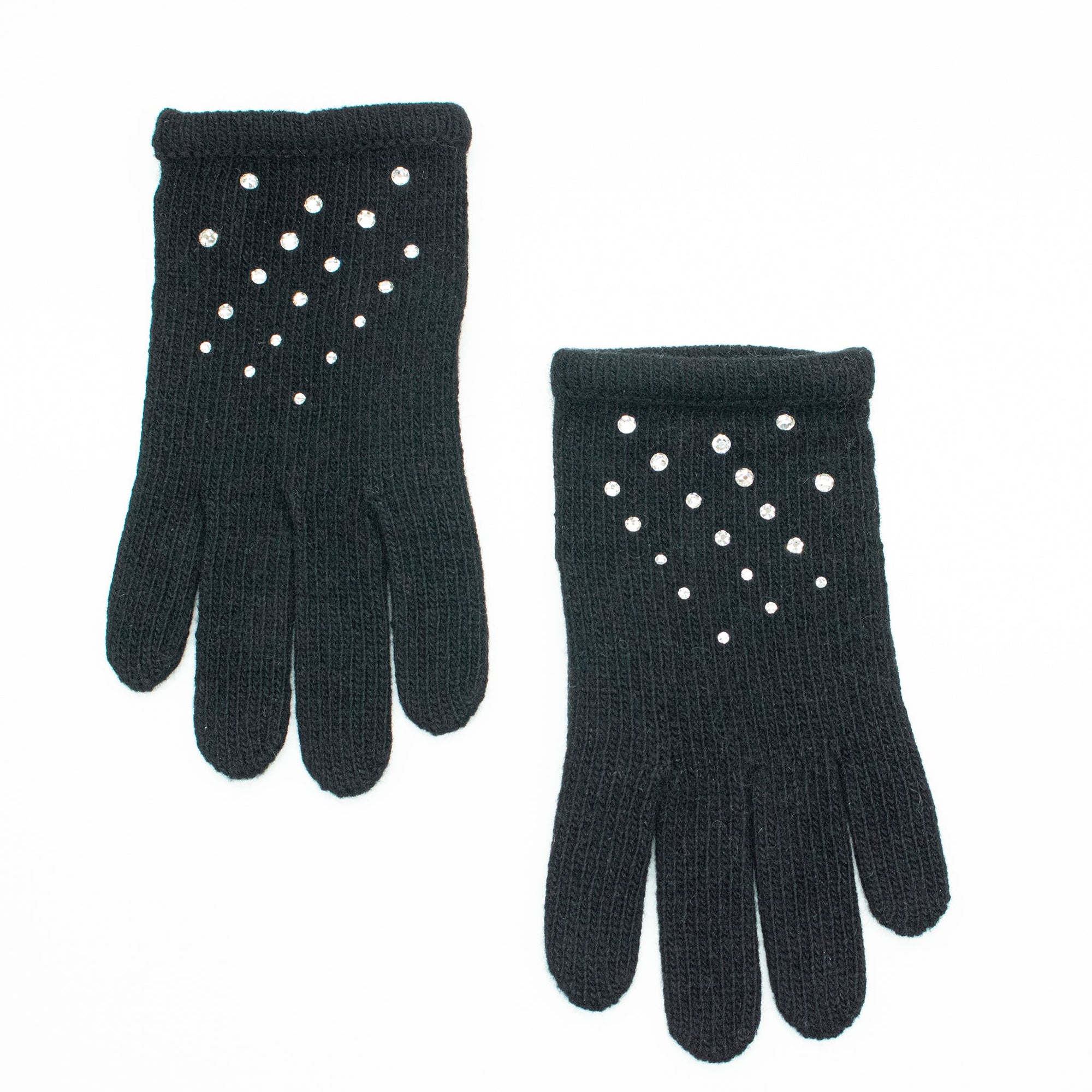 Kids Cashmere Gloves With Crystal Stones | Black