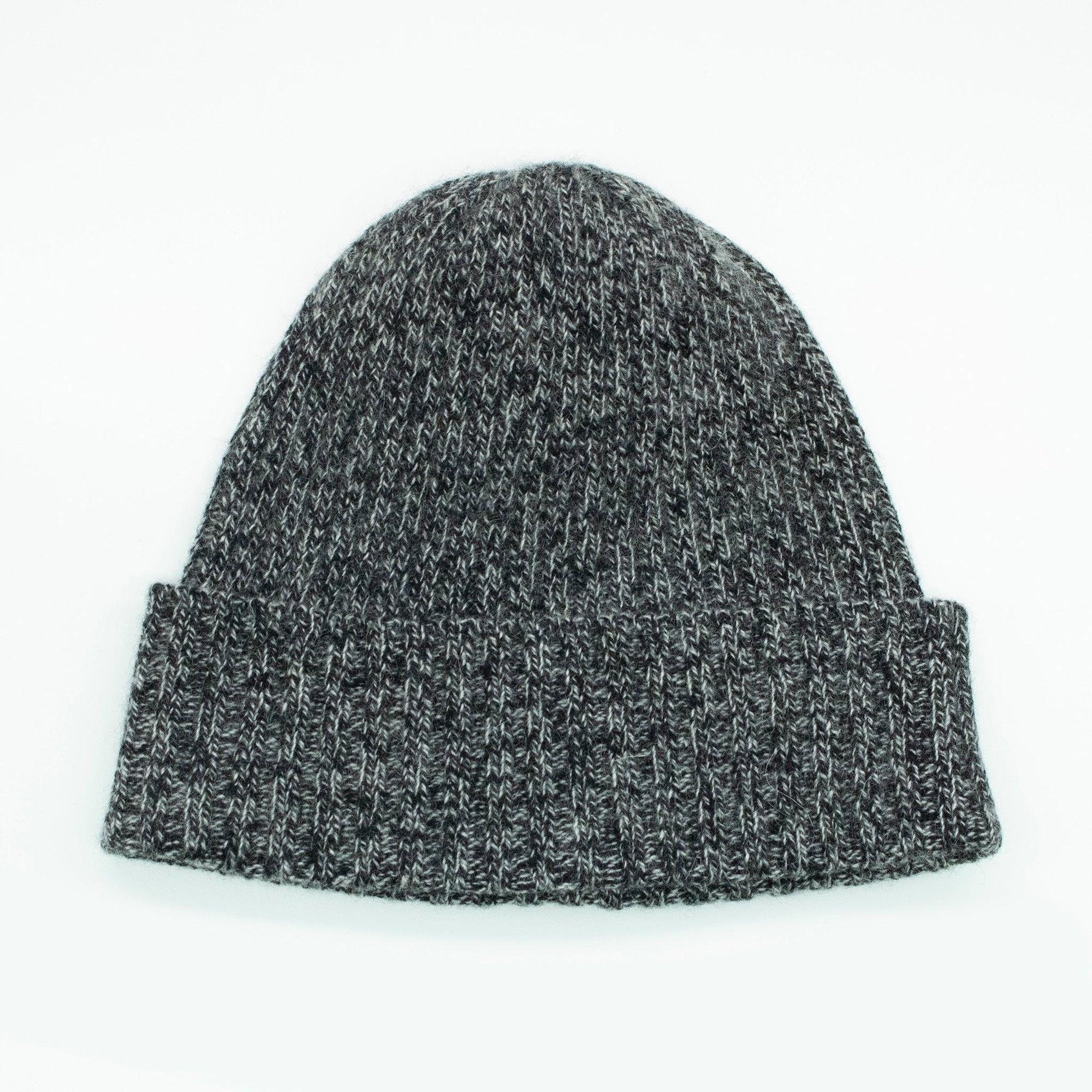 Kids Cashmere Tweeded Beanie Hat | Black/Grey