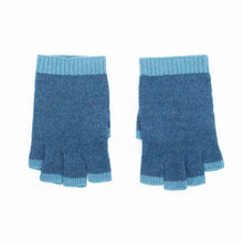 Cashmere Colorblock Fingerless Gloves | Denim/Blue