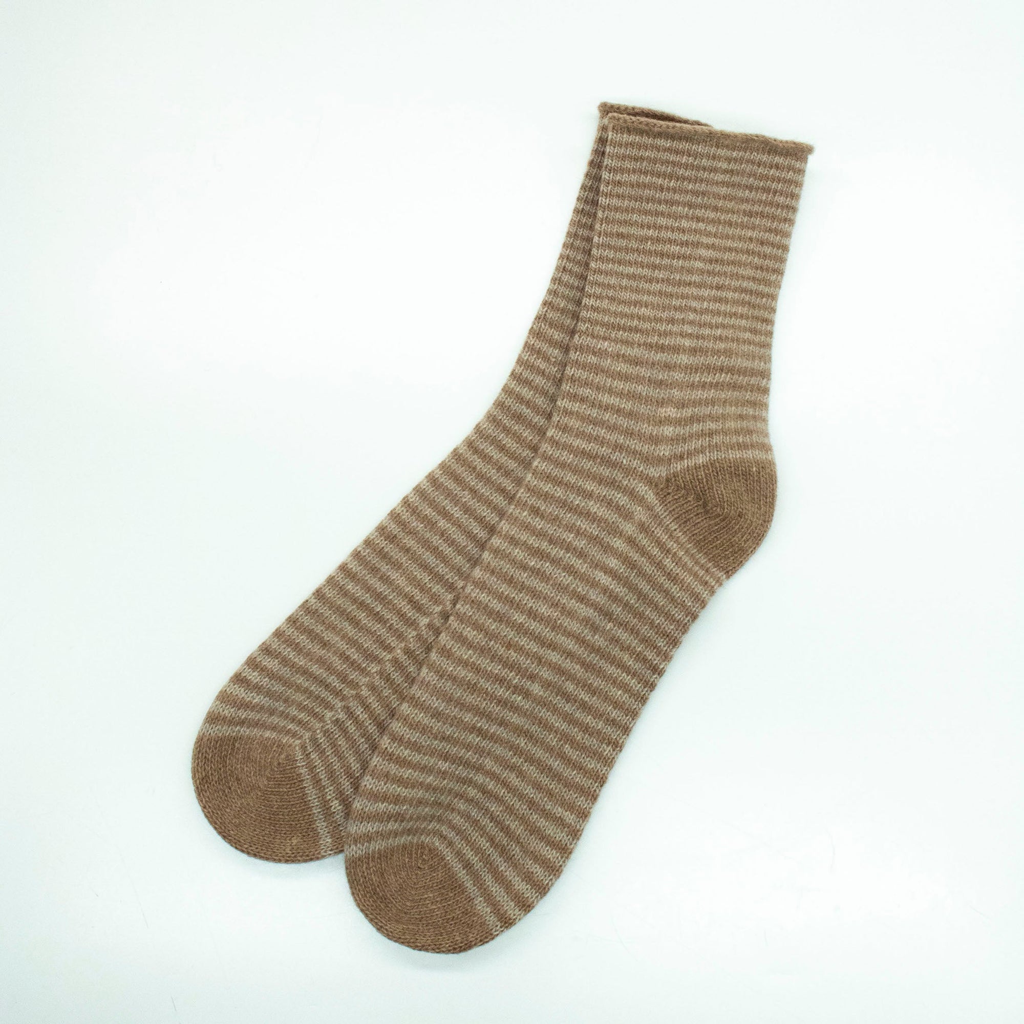 Cashmere Striped Socks | Brown