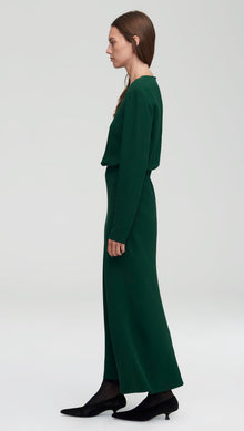 Crosby Dress in Viscose Wool Crepe | Emerald