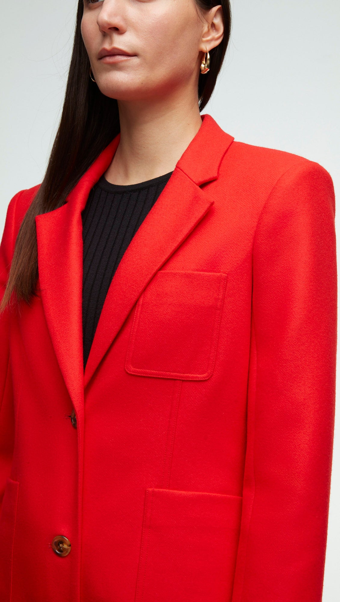 Three Pocket Blazer in Wool Twill | Red Orange