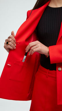 Three Pocket Blazer in Wool Twill | Red Orange