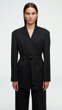 Belted Blazer in Seasonless Wool | Black