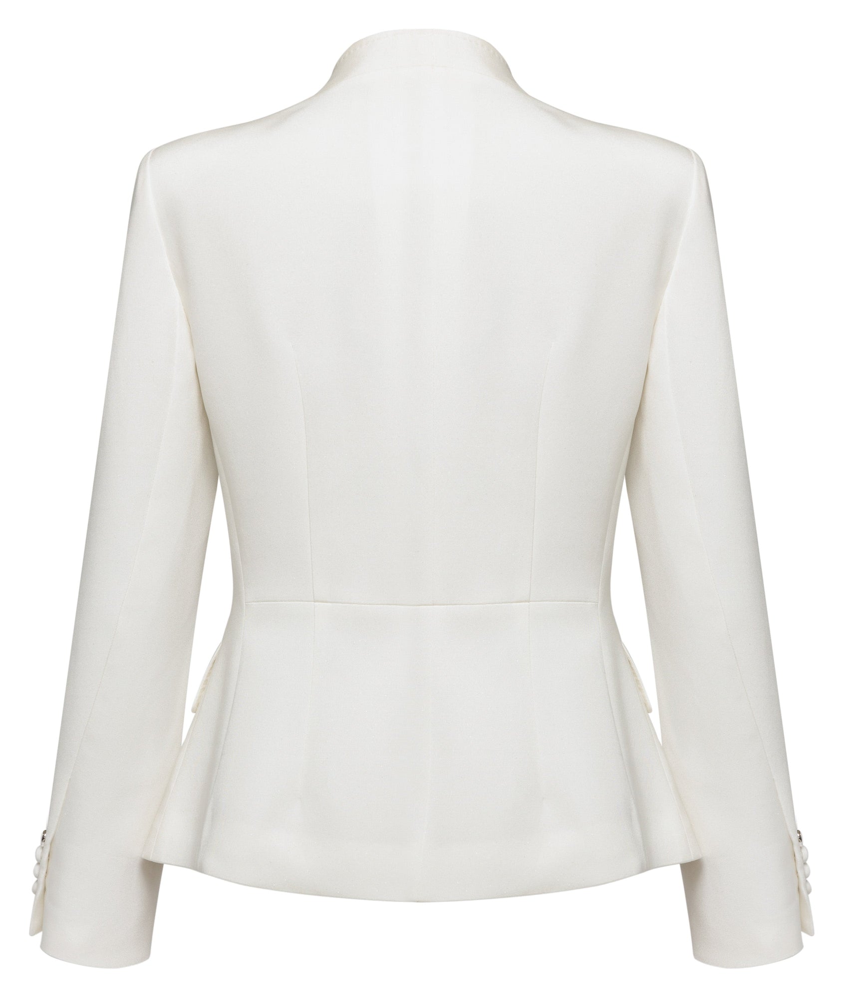Silk Waist-Defining Blazer Coat | White
