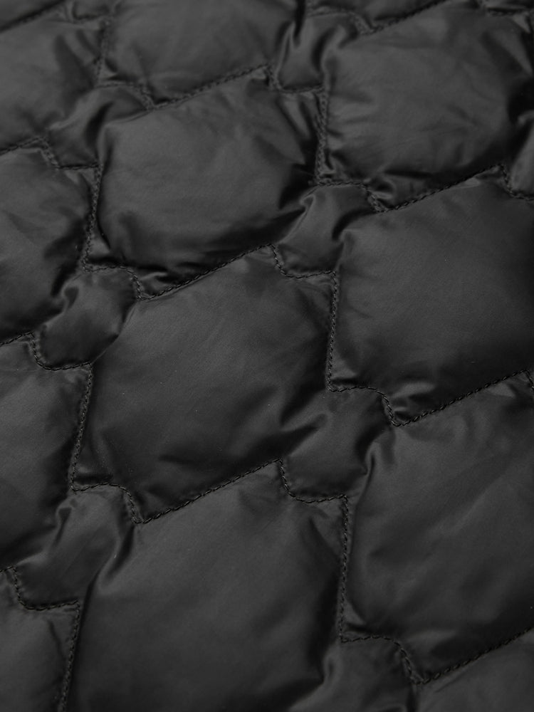 Wool Boucle Patchwork Down Jacket | Black