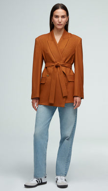 Belted Blazer in Seasonless Wool | Cognac