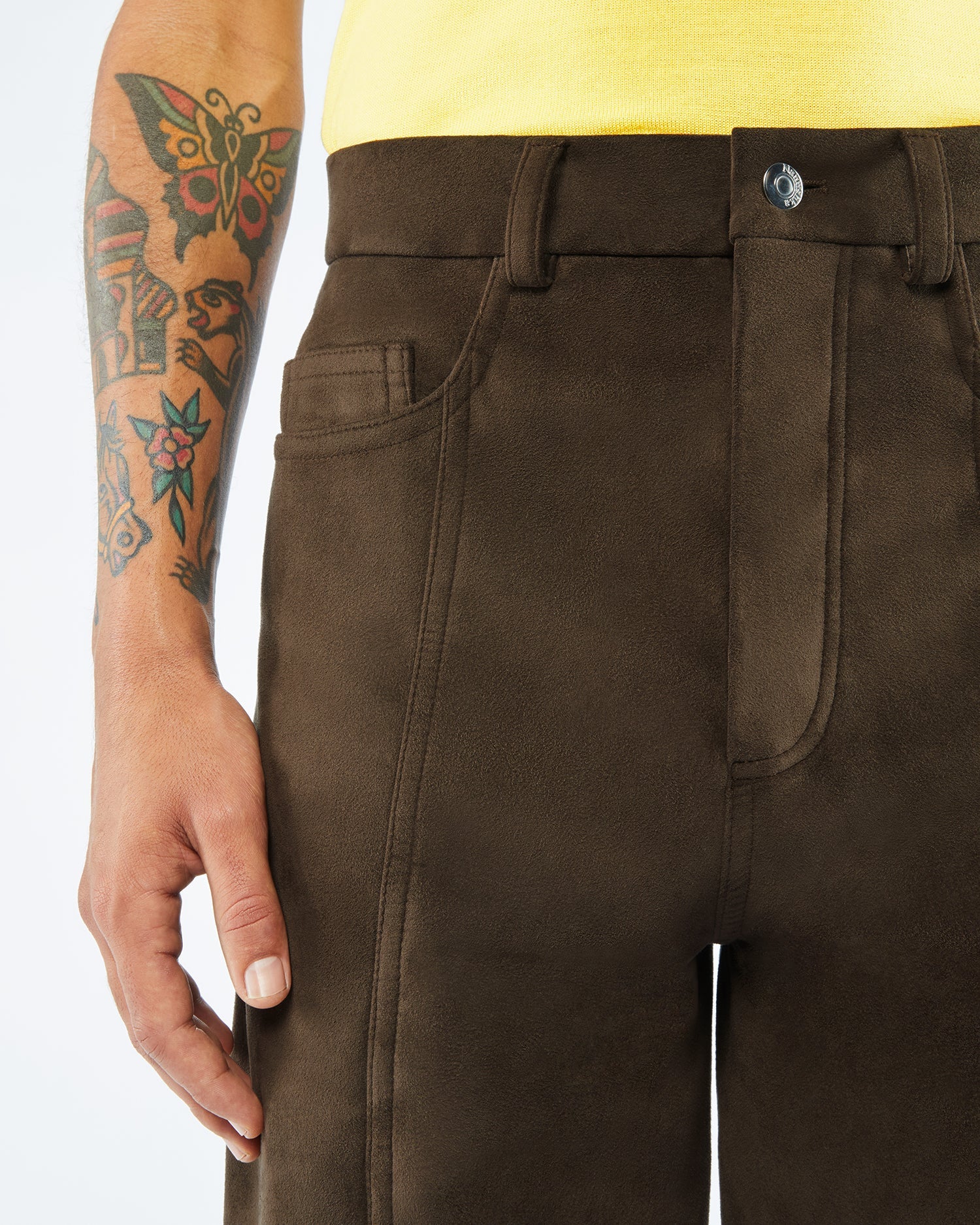 Tibes Alt-Suede Split-Hem Pants | Coffee Bean