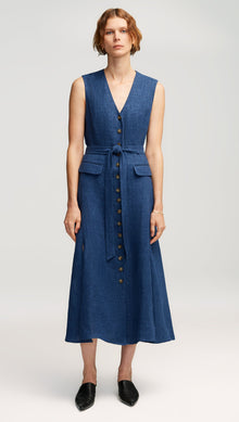 Vest Dress in Linen | Denim