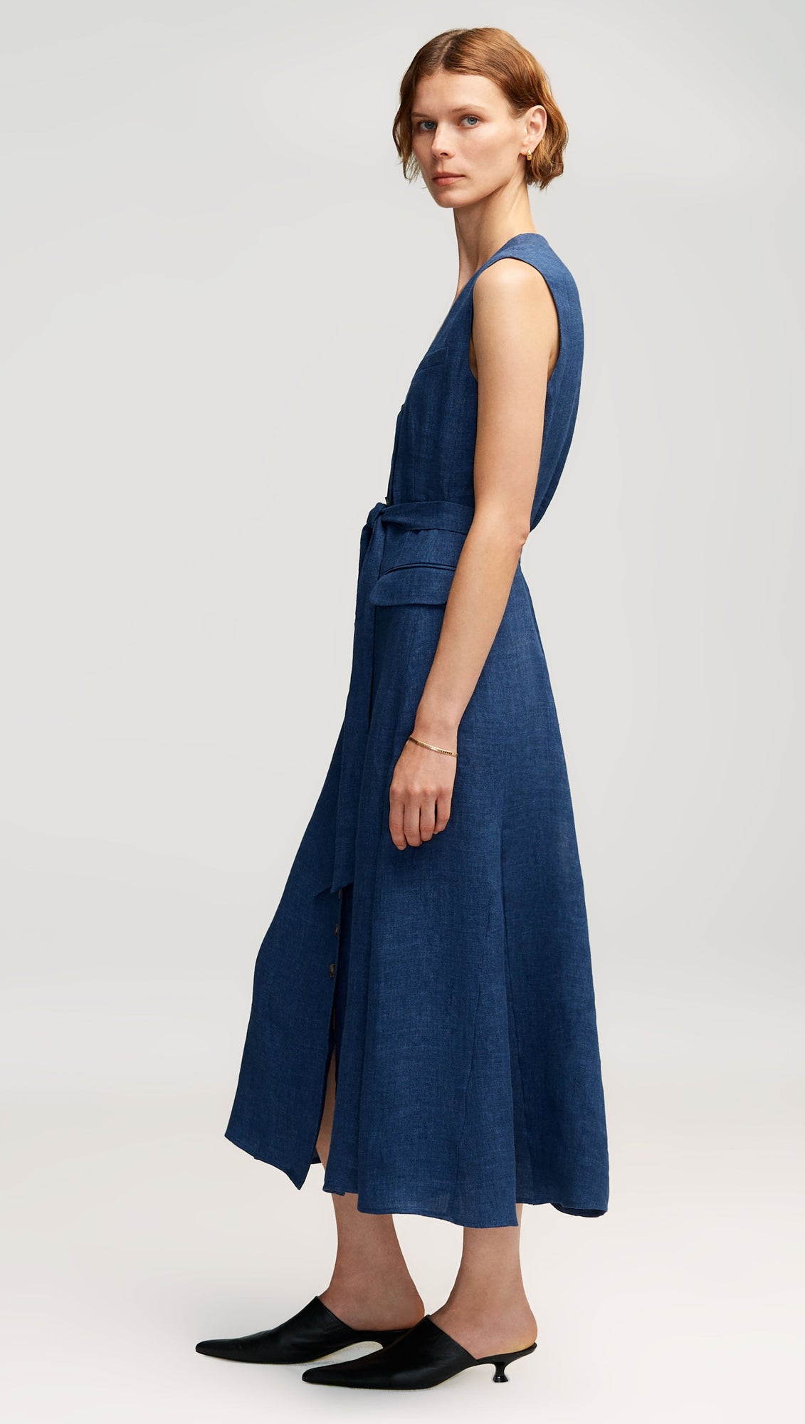 Vest Dress in Linen | Denim