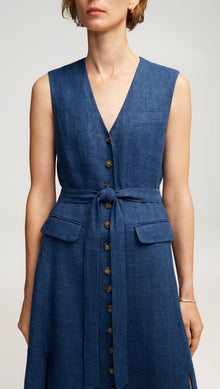 Vest Dress in Linen | Denim