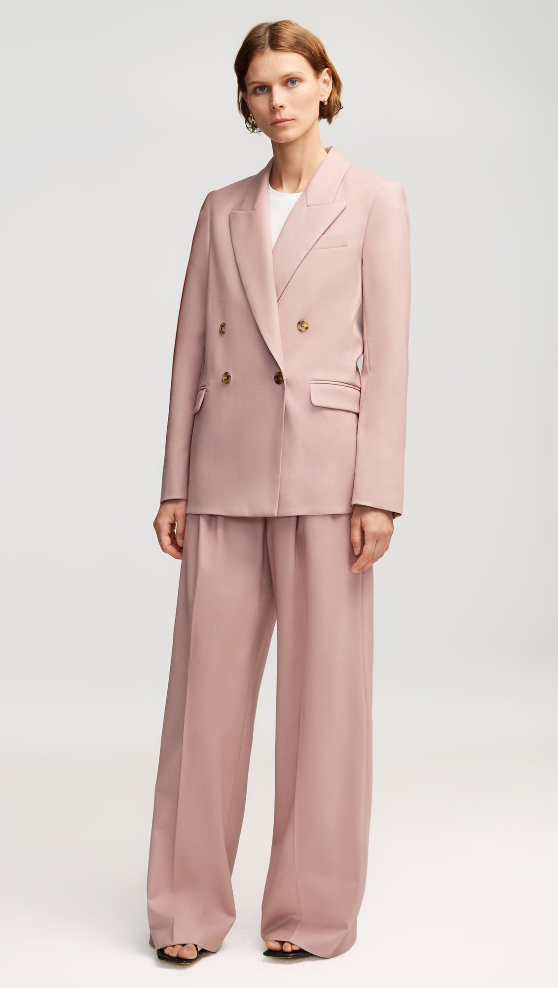 Peak Lapel Blazer in Seasonless Wool | Dusty Pink