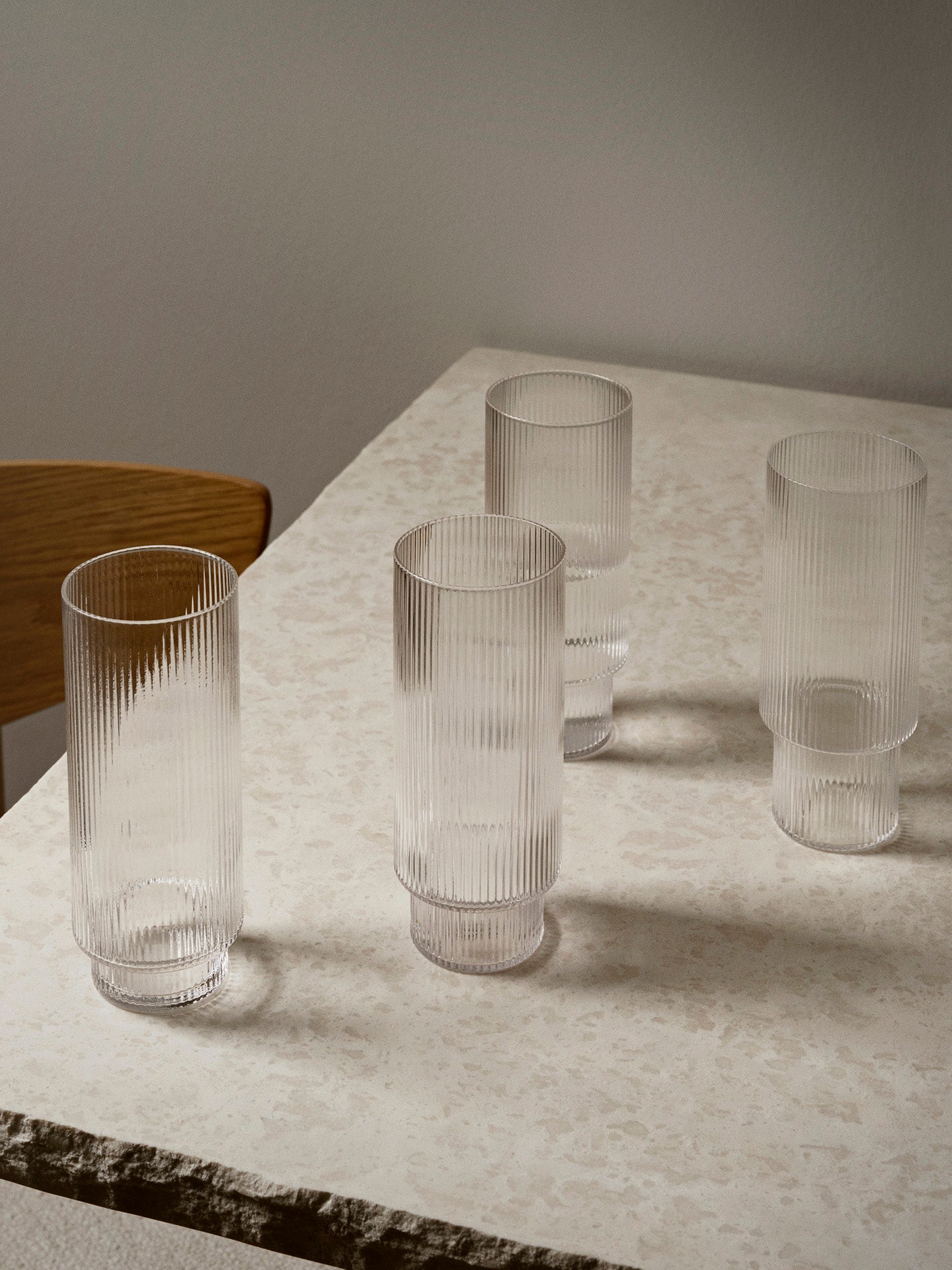 Ripple Long Drink Glasses | Set of 4 | Clear