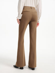 Fine Knitted Front Slits Pants | Brown
