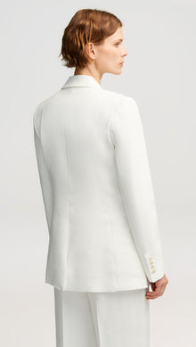 Double-Breasted Blazer in Textured Linen Twill | Ivory