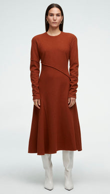 Patchwork Dress in Wool Jersey | Terracotta