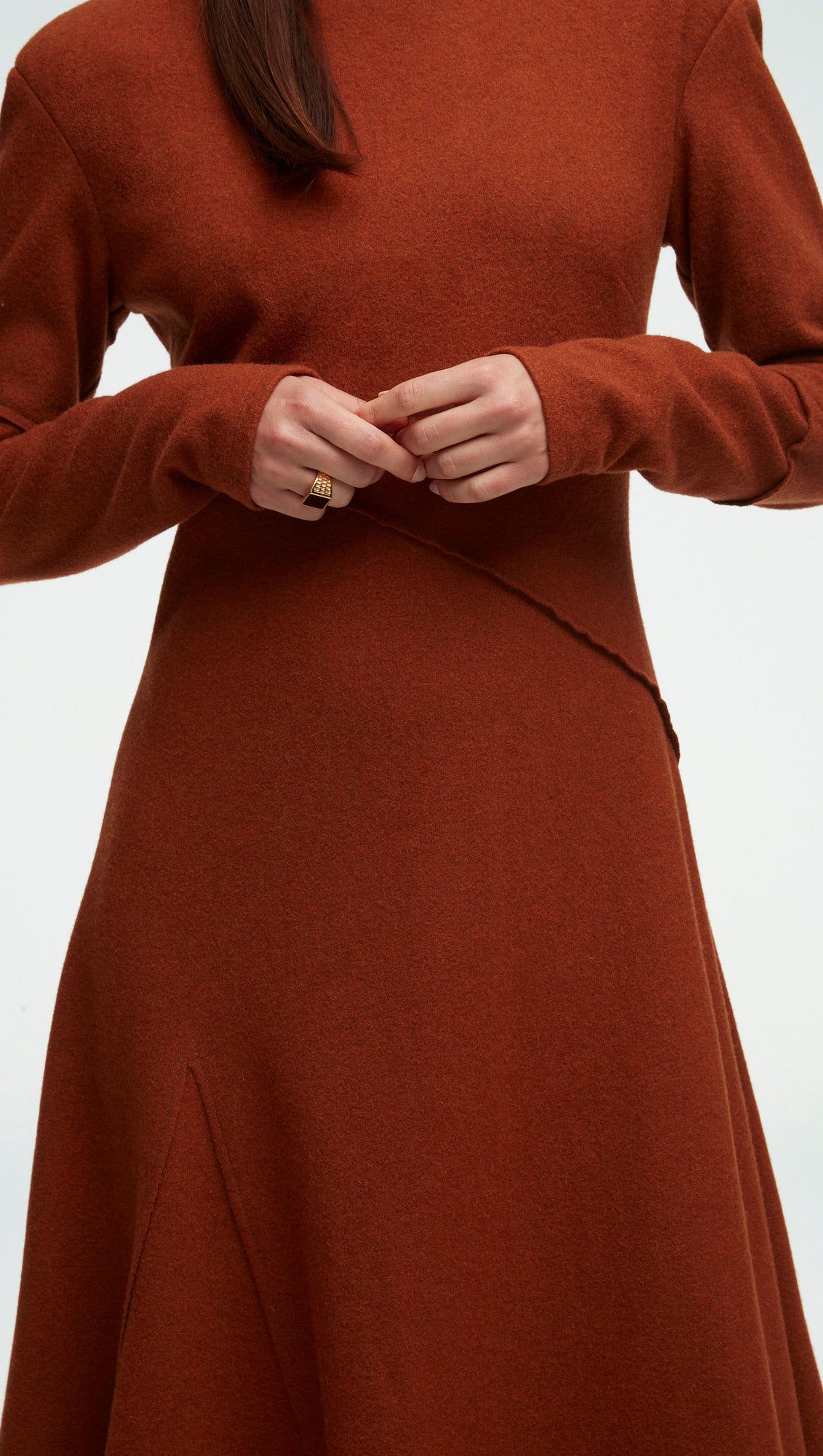 Patchwork Dress in Wool Jersey | Terracotta