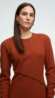 Patchwork Dress in Wool Jersey | Terracotta