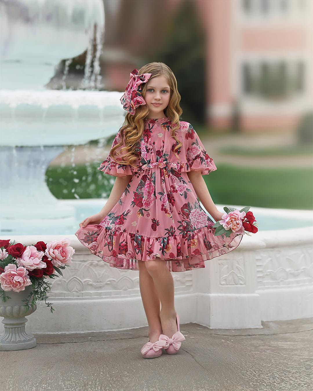 Flora Pink Flower Print Dress | Pink