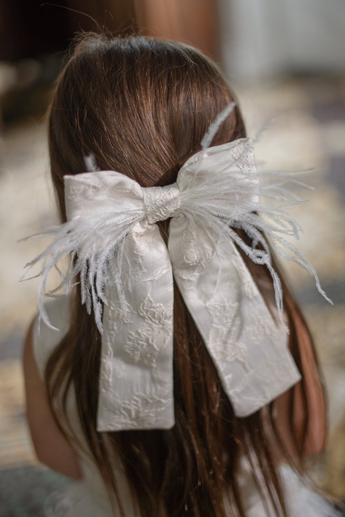 Eliza Ceremony Feather Hair Bow | Ivory