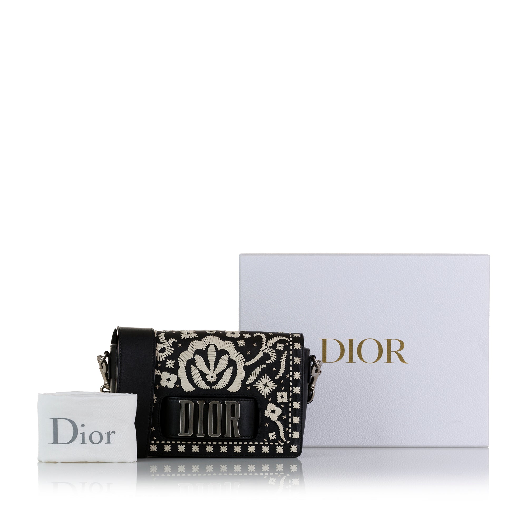 Dior Pre-Owned Medium Embroidered Dio(r)evolution Flap | Women | Black