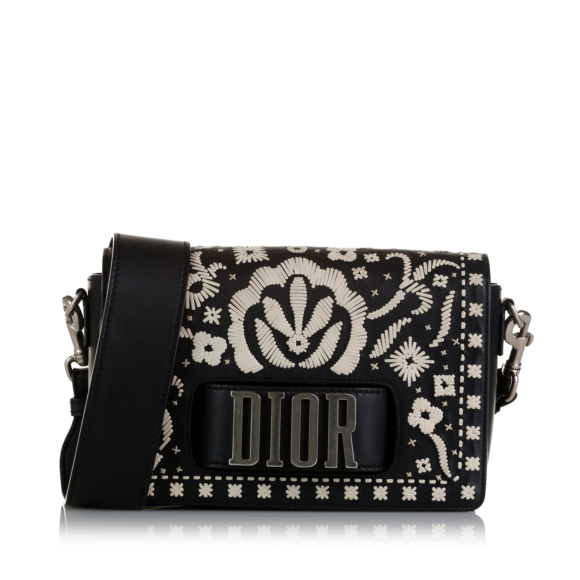 Dior Pre-Owned Medium Embroidered Dio(r)evolution Flap | Women | Black