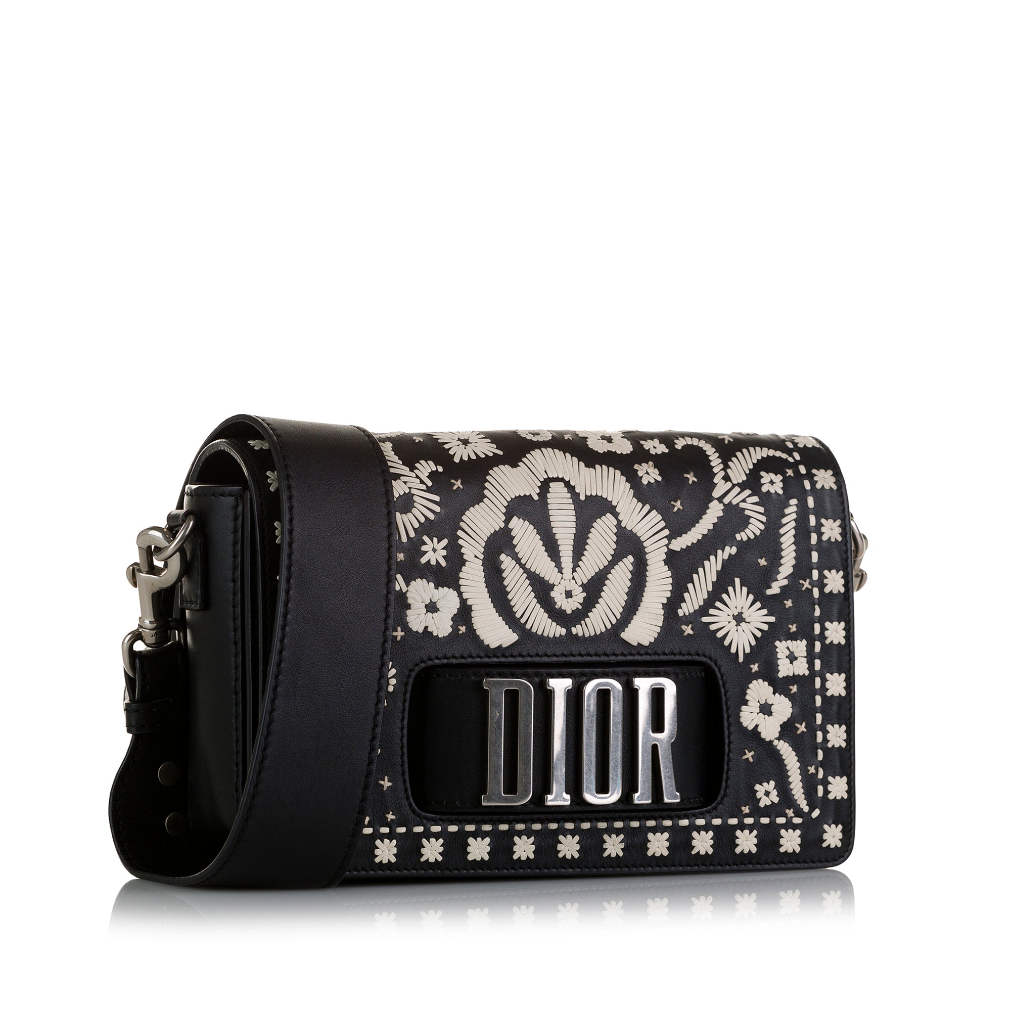 Dior Pre-Owned Medium Embroidered Dio(r)evolution Flap | Women | Black