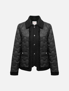 Wool Boucle Patchwork Down Jacket | Black