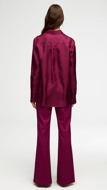 Slim Blouse in Silk Twill | Magenta