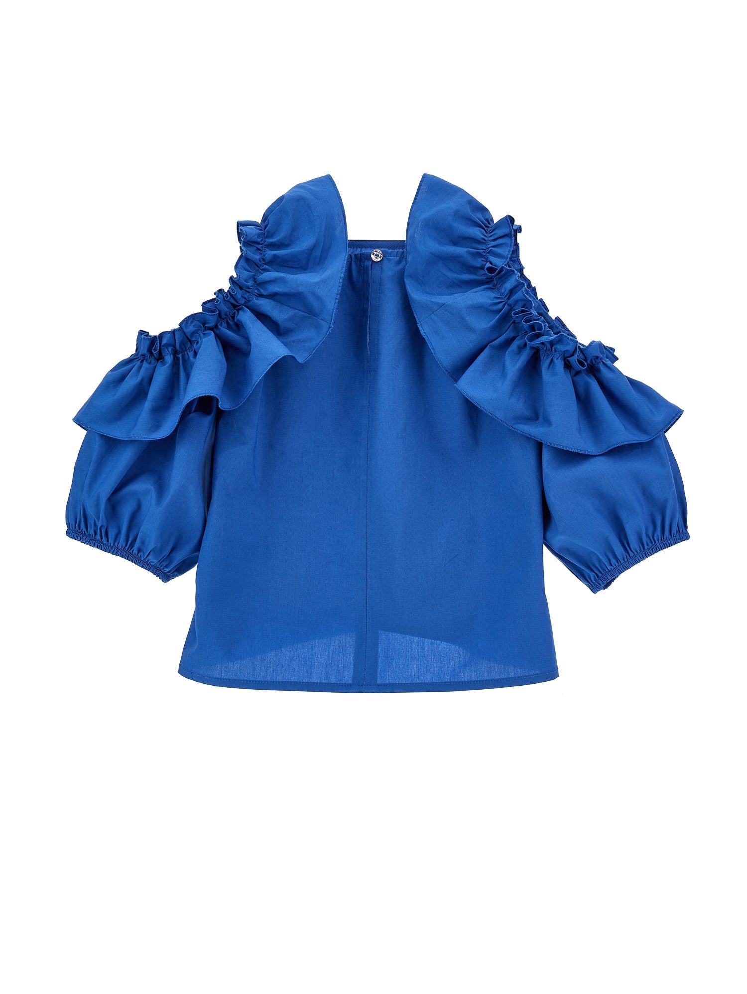 Girls | Lightweight Poplin Top With Flounces | Electric Blue