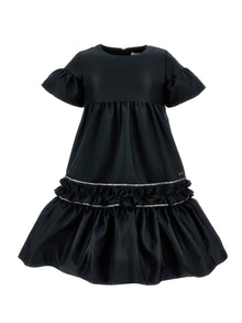 Girls | Duchesse Dress With Rhinestones | Black