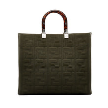 Fendi | Pre-Owned Medium Zucca Sunshine Shopper Canvas Tote | Green/Dark Green