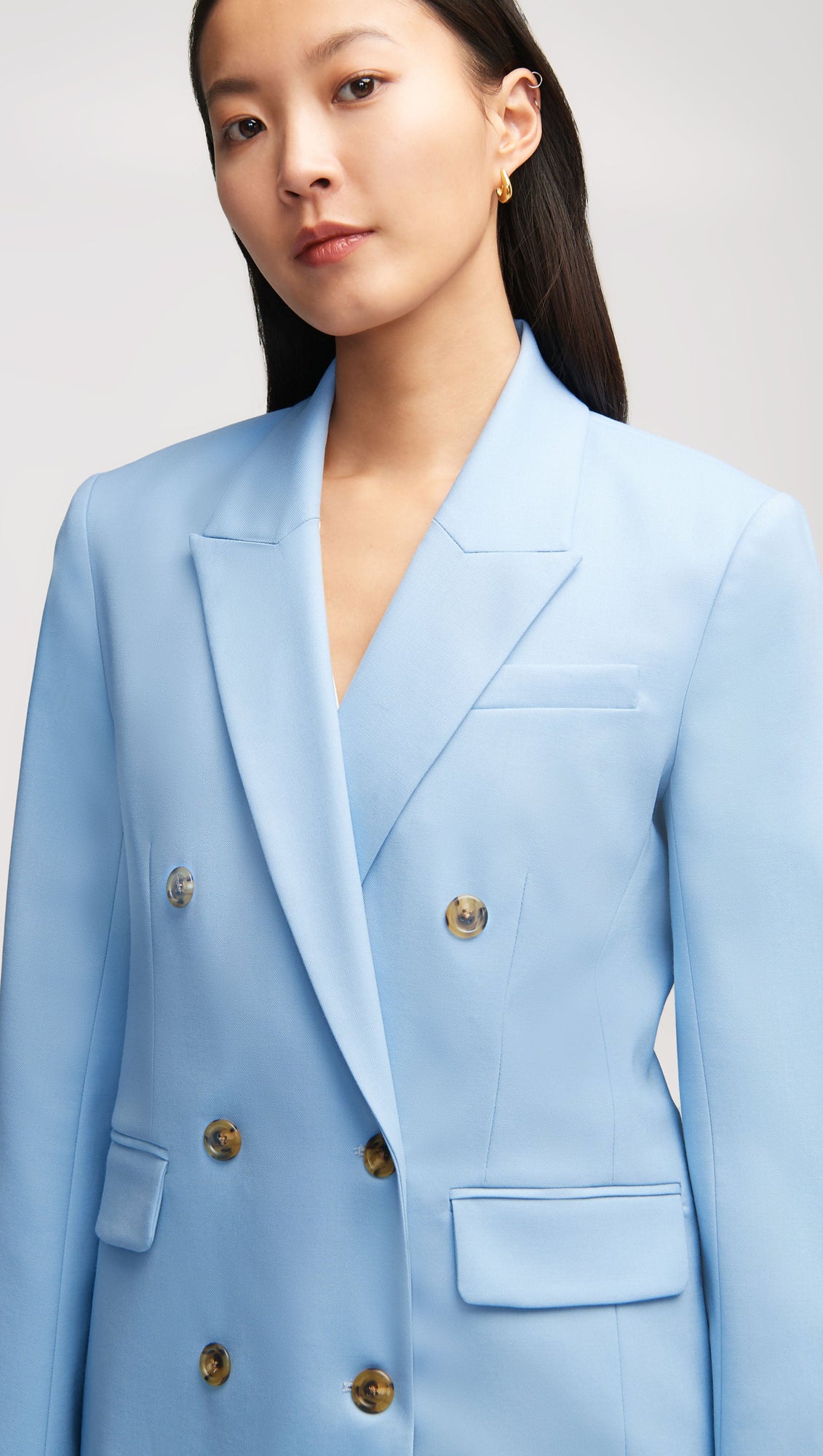 Double-Breasted Blazer in Seasonless Wool | Sky