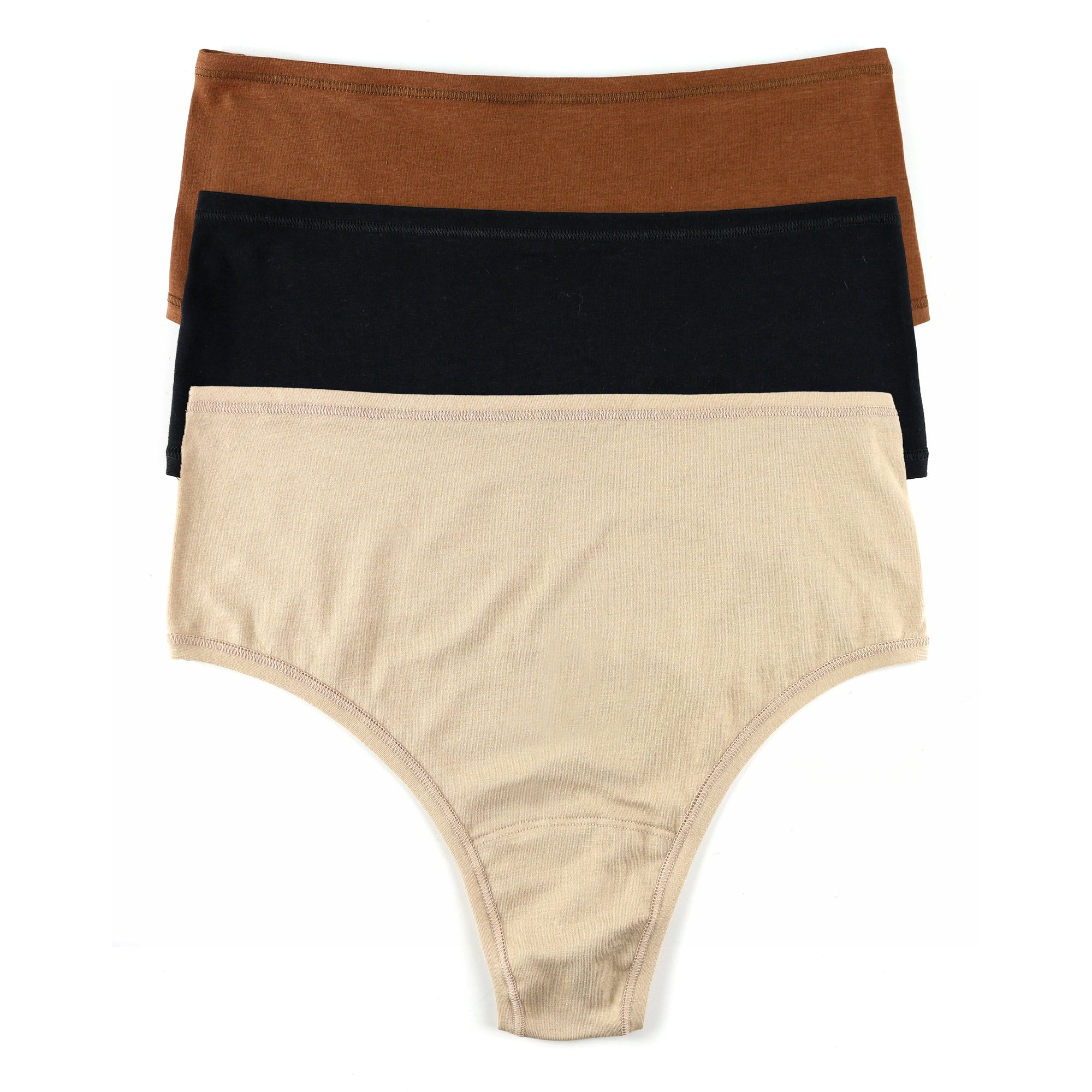 3-Pack Playstretch Hi-Rise Thong | Macchiato/Black/Chai