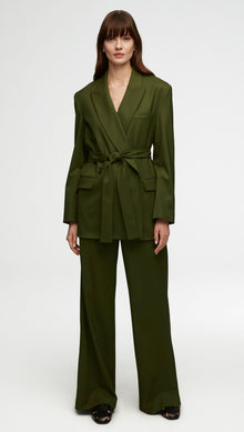 Belted Blazer in Seasonless Wool | Olive