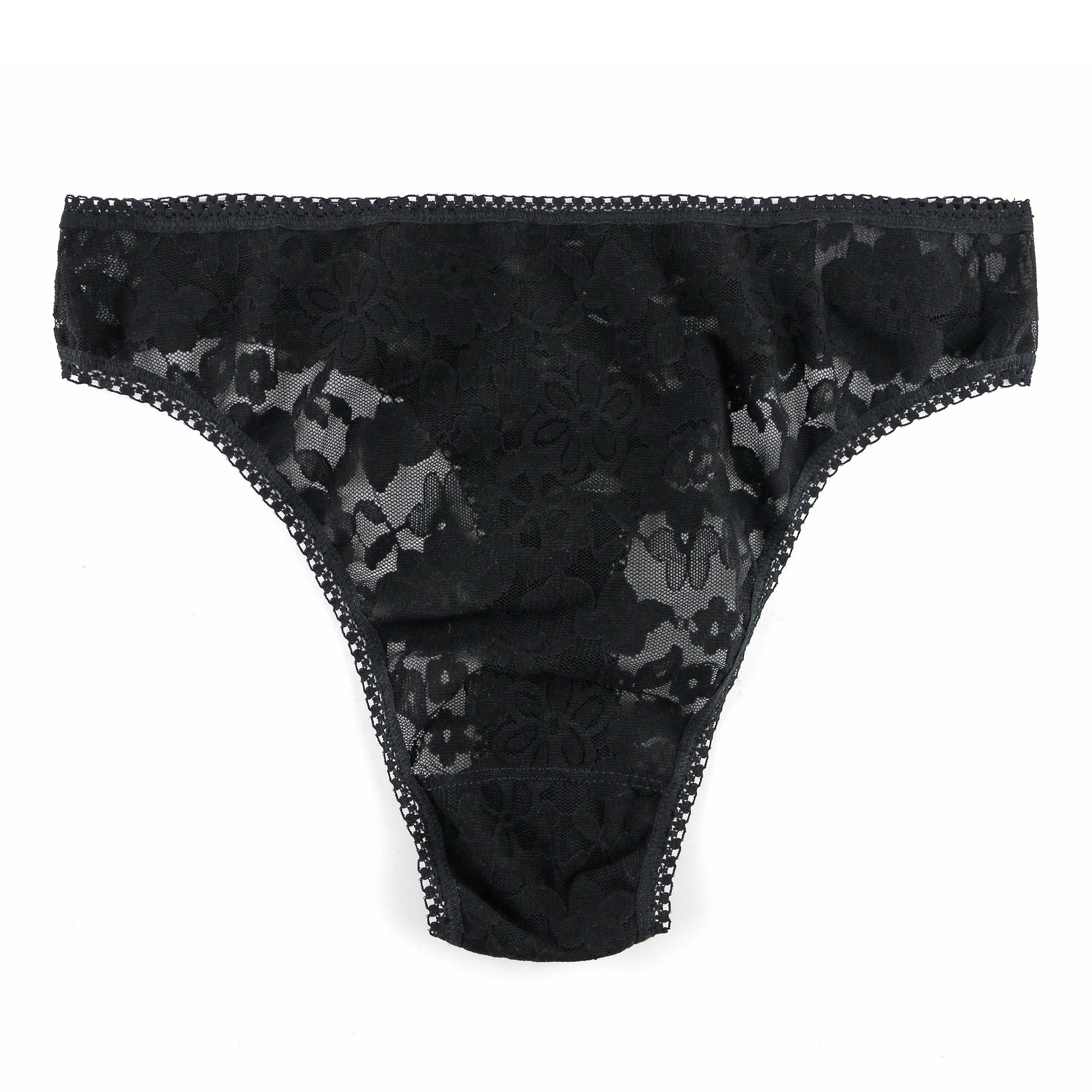 Daily Lace High-Cut Thong | Black